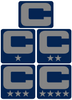 Dual Color Navy Blue Captain Patch Jersey C Style Football Helmet Decal - Perfect for Adult & Youth Full Size Football Helmets - PICK COLOR