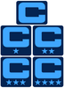 Dual Color Navy Blue Captain Patch Jersey C Style Football Helmet Decal - Perfect for Adult & Youth Full Size Football Helmets - PICK COLOR