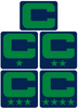 Dual Color Navy Blue Captain Patch Jersey C Style Football Helmet Decal - Perfect for Adult & Youth Full Size Football Helmets - PICK COLOR