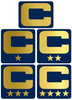 Dual Color Navy Blue Captain Patch Jersey C Style Football Helmet Decal - Perfect for Adult & Youth Full Size Football Helmets - PICK COLOR