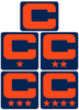 Dual Color Navy Blue Captain Patch Jersey C Style Football Helmet Decal - Perfect for Adult & Youth Full Size Football Helmets - PICK COLOR