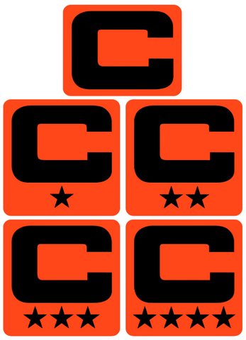 Dual Color Orange Captain Patch Jersey C Style Football Helmet Decal - Perfect for Adult & Youth Full Size Football Helmets - PICK COLOR