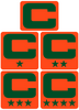 Dual Color Orange Captain Patch Jersey C Style Football Helmet Decal - Perfect for Adult & Youth Full Size Football Helmets - PICK COLOR