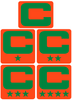 Dual Color Orange Captain Patch Jersey C Style Football Helmet Decal - Perfect for Adult & Youth Full Size Football Helmets - PICK COLOR