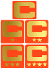 Dual Color Orange Captain Patch Jersey C Style Football Helmet Decal - Perfect for Adult & Youth Full Size Football Helmets - PICK COLOR