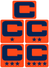 Dual Color Orange Captain Patch Jersey C Style Football Helmet Decal - Perfect for Adult & Youth Full Size Football Helmets - PICK COLOR