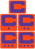Dual Color Orange Captain Patch Jersey C Style Football Helmet Decal - Perfect for Adult & Youth Full Size Football Helmets - PICK COLOR