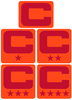 Dual Color Orange Captain Patch Jersey C Style Football Helmet Decal - Perfect for Adult & Youth Full Size Football Helmets - PICK COLOR