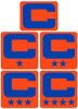 Dual Color Orange Captain Patch Jersey C Style Football Helmet Decal - Perfect for Adult & Youth Full Size Football Helmets - PICK COLOR