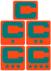 Dual Color Orange Captain Patch Jersey C Style Football Helmet Decal - Perfect for Adult & Youth Full Size Football Helmets - PICK COLOR