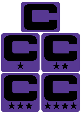 Dual Color Purple Captain Patch Jersey C Style Football Helmet Decal - Perfect for Adult & Youth Full Size Football Helmets - PICK COLOR