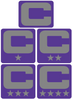 Dual Color Purple Captain Patch Jersey C Style Football Helmet Decal - Perfect for Adult & Youth Full Size Football Helmets - PICK COLOR
