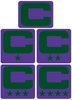 Dual Color Purple Captain Patch Jersey C Style Football Helmet Decal - Perfect for Adult & Youth Full Size Football Helmets - PICK COLOR