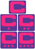 Dual Color Purple Captain Patch Jersey C Style Football Helmet Decal - Perfect for Adult & Youth Full Size Football Helmets - PICK COLOR