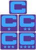 Dual Color Purple Captain Patch Jersey C Style Football Helmet Decal - Perfect for Adult & Youth Full Size Football Helmets - PICK COLOR