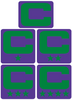 Dual Color Purple Captain Patch Jersey C Style Football Helmet Decal - Perfect for Adult & Youth Full Size Football Helmets - PICK COLOR