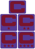 Dual Color Purple Captain Patch Jersey C Style Football Helmet Decal - Perfect for Adult & Youth Full Size Football Helmets - PICK COLOR