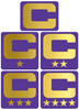 Dual Color Purple Captain Patch Jersey C Style Football Helmet Decal - Perfect for Adult & Youth Full Size Football Helmets - PICK COLOR