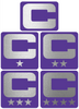 Dual Color Purple Captain Patch Jersey C Style Football Helmet Decal - Perfect for Adult & Youth Full Size Football Helmets - PICK COLOR