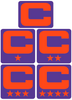 Dual Color Purple Captain Patch Jersey C Style Football Helmet Decal - Perfect for Adult & Youth Full Size Football Helmets - PICK COLOR
