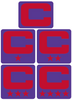 Dual Color Purple Captain Patch Jersey C Style Football Helmet Decal - Perfect for Adult & Youth Full Size Football Helmets - PICK COLOR