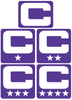 Dual Color Purple Captain Patch Jersey C Style Football Helmet Decal - Perfect for Adult & Youth Full Size Football Helmets - PICK COLOR