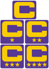 Dual Color Purple Captain Patch Jersey C Style Football Helmet Decal - Perfect for Adult & Youth Full Size Football Helmets - PICK COLOR
