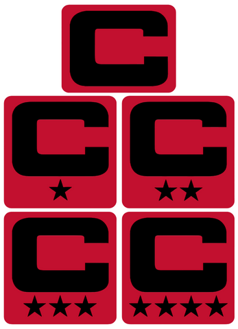 Dual Color Red Captain Patch Jersey C Style Football Helmet Decal - Perfect for Adult & Youth Full Size Football Helmets - PICK COLOR