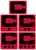 Dual Color Red Captain Patch Jersey C Style Football Helmet Decal - Perfect for Adult & Youth Full Size Football Helmets - PICK COLOR