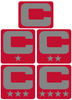 Dual Color Red Captain Patch Jersey C Style Football Helmet Decal - Perfect for Adult & Youth Full Size Football Helmets - PICK COLOR