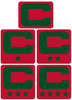 Dual Color Red Captain Patch Jersey C Style Football Helmet Decal - Perfect for Adult & Youth Full Size Football Helmets - PICK COLOR