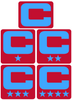 Dual Color Red Captain Patch Jersey C Style Football Helmet Decal - Perfect for Adult & Youth Full Size Football Helmets - PICK COLOR