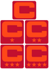 Dual Color Red Captain Patch Jersey C Style Football Helmet Decal - Perfect for Adult & Youth Full Size Football Helmets - PICK COLOR