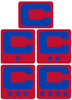 Dual Color Red Captain Patch Jersey C Style Football Helmet Decal - Perfect for Adult & Youth Full Size Football Helmets - PICK COLOR