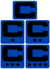 Dual Color Royal Blue Captain Patch Jersey C Style Football Helmet Decal - Perfect for Adult & Youth Full Size Football Helmets - PICK COLOR
