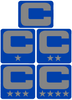 Dual Color Royal Blue Captain Patch Jersey C Style Football Helmet Decal - Perfect for Adult & Youth Full Size Football Helmets - PICK COLOR
