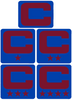 Dual Color Royal Blue Captain Patch Jersey C Style Football Helmet Decal - Perfect for Adult & Youth Full Size Football Helmets - PICK COLOR