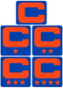 Dual Color Royal Blue Captain Patch Jersey C Style Football Helmet Decal - Perfect for Adult & Youth Full Size Football Helmets - PICK COLOR