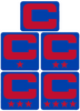 Dual Color Royal Blue Captain Patch Jersey C Style Football Helmet Decal - Perfect for Adult & Youth Full Size Football Helmets - PICK COLOR