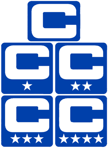 Dual Color Royal Blue Captain Patch Jersey C Style Football Helmet Decal - Perfect for Adult & Youth Full Size Football Helmets - PICK COLOR