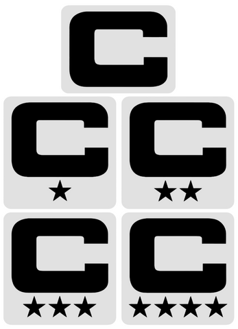 Dual Color White Captain Patch Jersey C Style Football Helmet Decal - Perfect for Adult & Youth Full Size Football Helmets - PICK COLOR