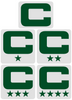Dual Color White Captain Patch Jersey C Style Football Helmet Decal - Perfect for Adult & Youth Full Size Football Helmets - PICK COLOR