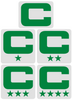 Dual Color White Captain Patch Jersey C Style Football Helmet Decal - Perfect for Adult & Youth Full Size Football Helmets - PICK COLOR