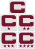Dual Color White Captain Patch Jersey C Style Football Helmet Decal - Perfect for Adult & Youth Full Size Football Helmets - PICK COLOR