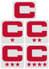 Dual Color White Captain Patch Jersey C Style Football Helmet Decal - Perfect for Adult & Youth Full Size Football Helmets - PICK COLOR