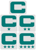 Dual Color White Captain Patch Jersey C Style Football Helmet Decal - Perfect for Adult & Youth Full Size Football Helmets - PICK COLOR