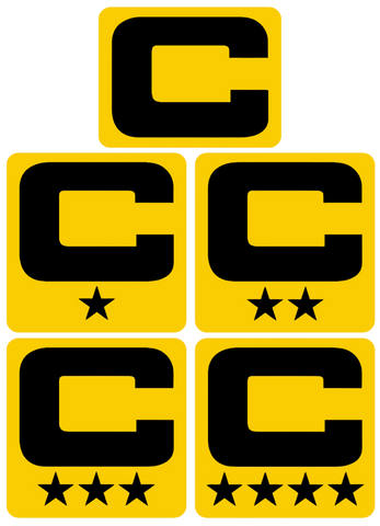 Dual Color Yellow Captain Patch Jersey C Style Football Helmet Decal - Perfect for Adult & Youth Full Size Football Helmets - PICK COLOR