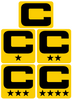 Dual Color Yellow Captain Patch Jersey C Style Football Helmet Decal - Perfect for Adult & Youth Full Size Football Helmets - PICK COLOR
