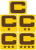 Dual Color Yellow Captain Patch Jersey C Style Football Helmet Decal - Perfect for Adult & Youth Full Size Football Helmets - PICK COLOR