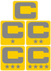 Dual Color Yellow Captain Patch Jersey C Style Football Helmet Decal - Perfect for Adult & Youth Full Size Football Helmets - PICK COLOR